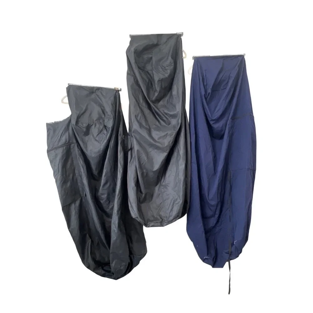 Set Of 3 Garment Bags With Zipper Closures and Damaged Areas Black Blue